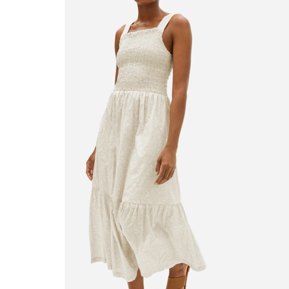 Everlane The Smock Dress in Sandstone Floral